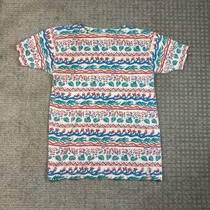 Segrets Sun Prints Vintage 90s Tropical Tribal Cotton T-Shirt Mens Small Multi
